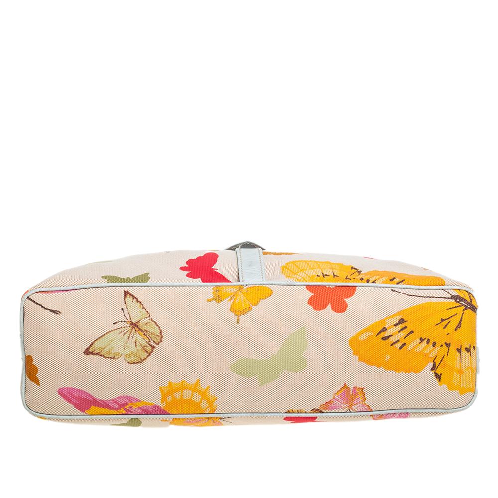 De las mujeres Hobo Valentino de lona con estampado de mariposas multicolor y piel con relieve de cocodrilo
