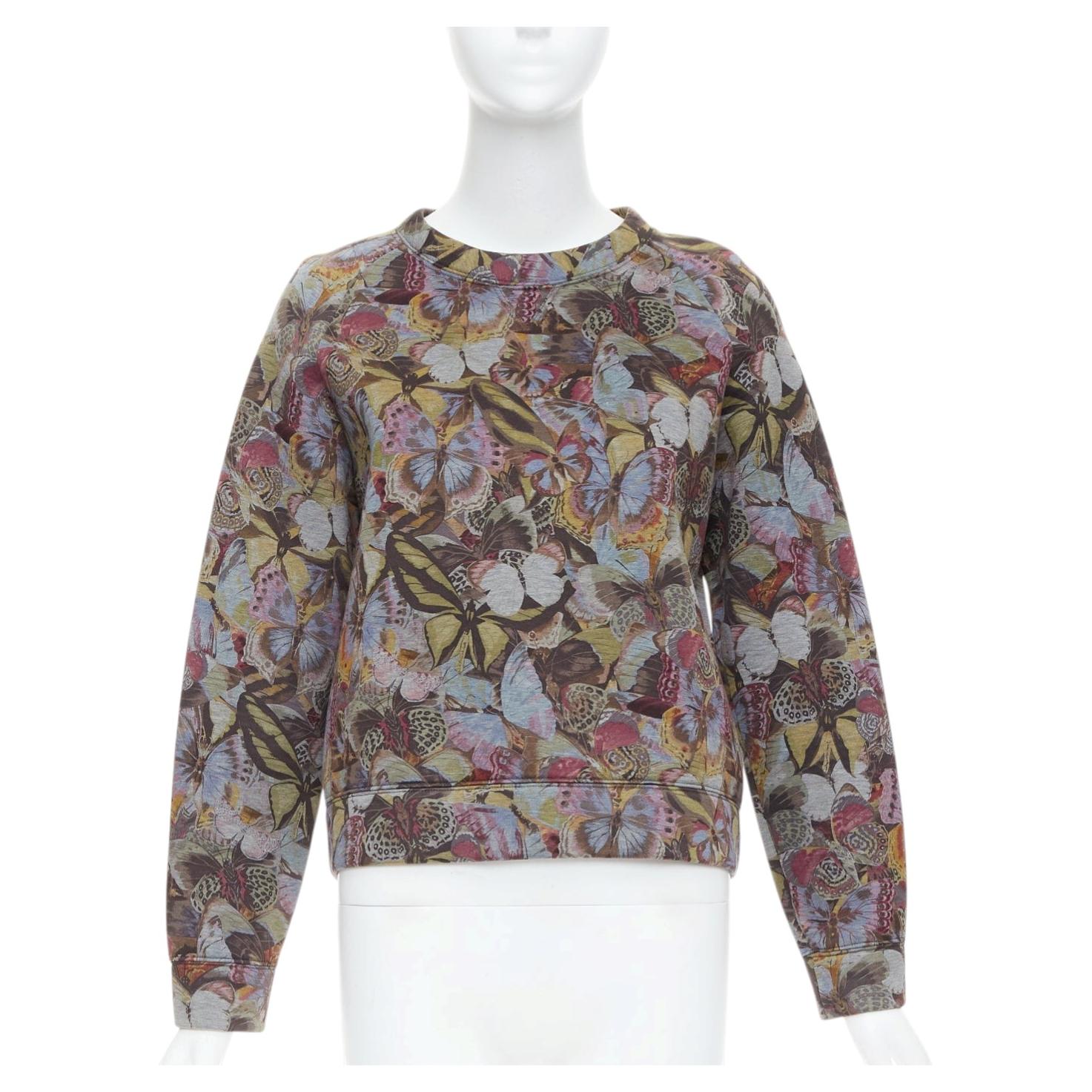 VALENTINO multicolor butterfly print neoprene pullover sweater M For Sale