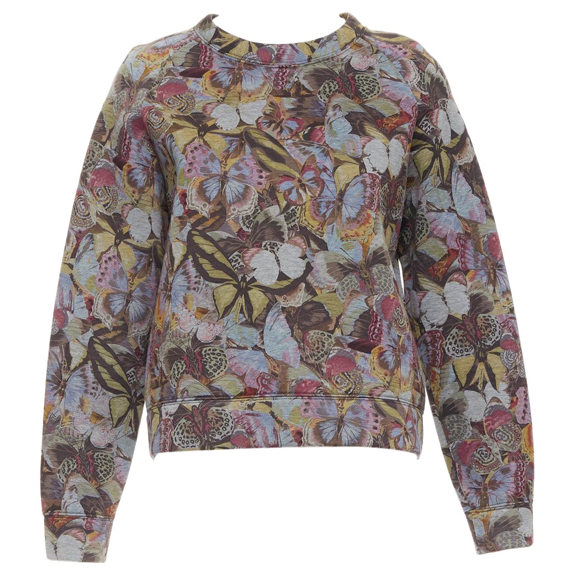 VALENTINO multicolor butterfly print neoprene pullover sweater M For Sale