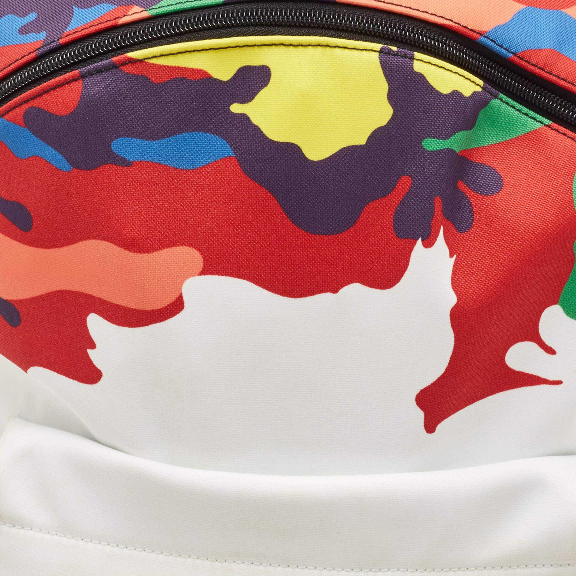 Valentino Multicolor Camo Print Nylon VLTN Logo Backpack For Sale 6