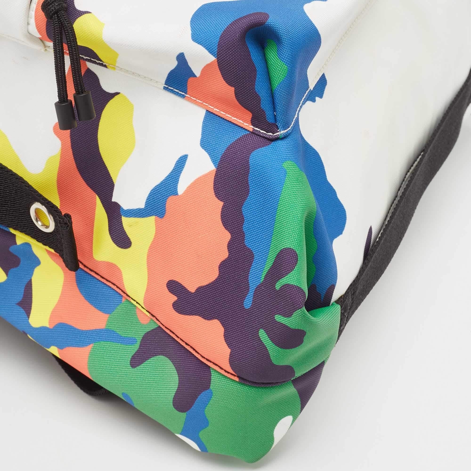 Valentino Multicolor Camo Print Nylon VLTN Logo Backpack For Sale 5