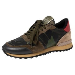 Valentino Multicolor Camo Printed Fabric Rockrunner Low-Top Sneakers Size 37