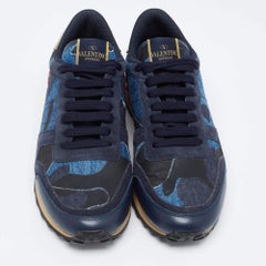 Valentino Multicolor Camouflage Denim and Leather Rockrunner Sneakers Size 41