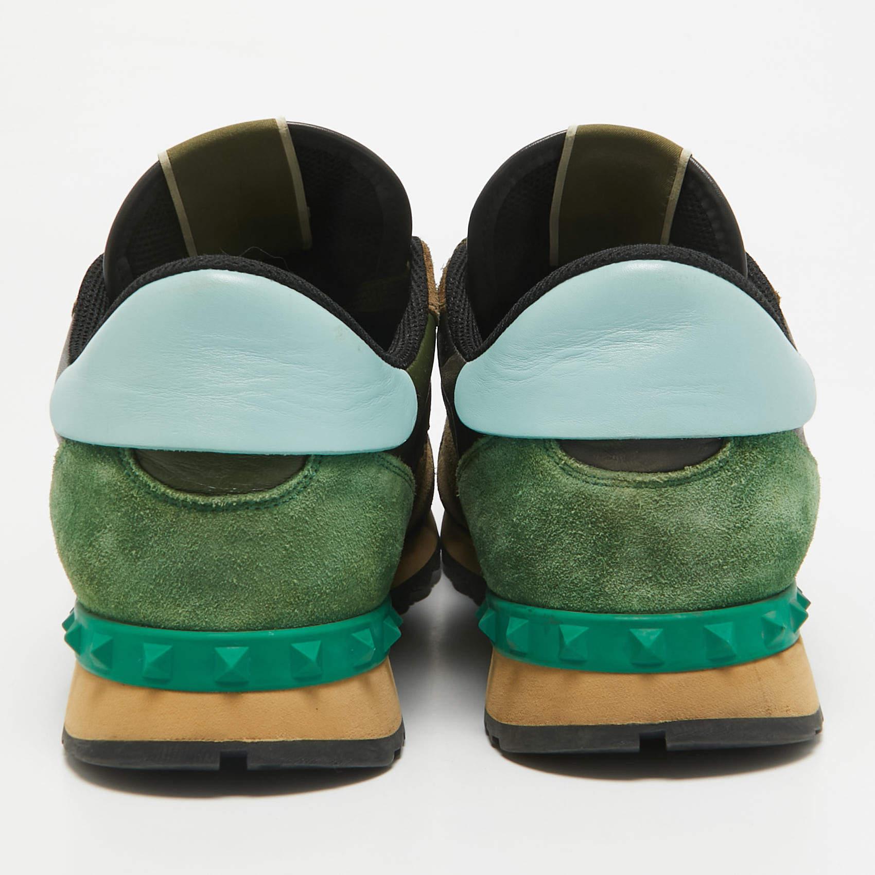  Baskets Rockrunner Valentino en cuir et toile camouflage multicolore, taille 44 Pour hommes 