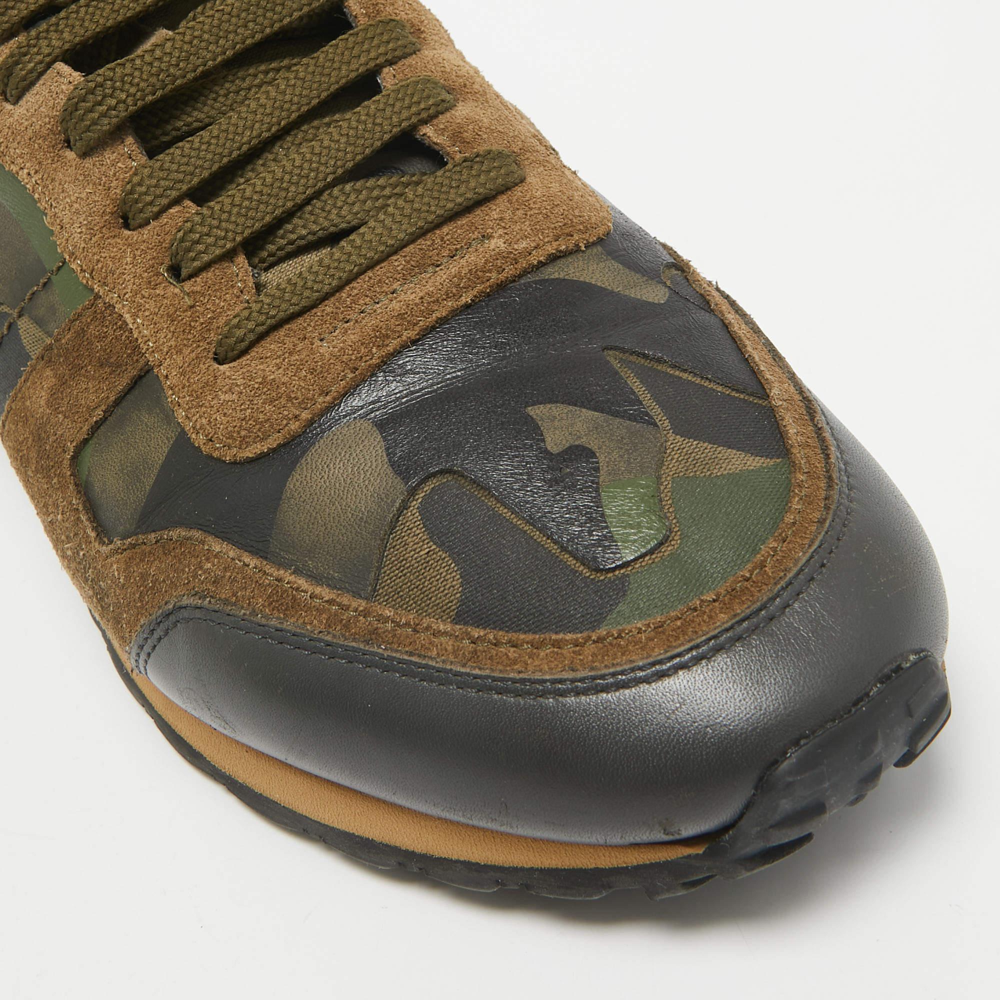 Baskets Rockrunner Valentino en cuir et toile camouflage multicolore, taille 44 3