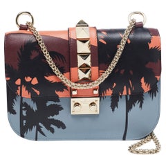 Valentino Multicolor Camouflage Leather Small Rockstud Glam Lock Flap Bag