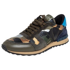 Valentino Multicolor Camouflage Print Canvas Rockrunner Sneakers Size 42