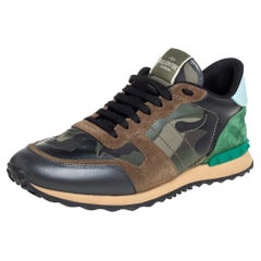 Valentino Multicolor Camouflage Print Suede Rockrunner Sneakers Size 45