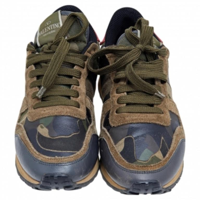 Valentino Multicolor Camouflage Suede And Leather Rockrunner Sneakers Size 36 In Fair Condition In Dubai, Al Qouz 2