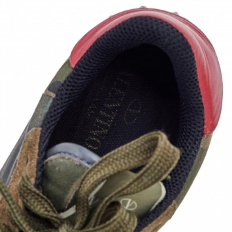 Women's Valentino Multicolor Camouflage Suede And Leather Rockrunner Sneakers Size 36