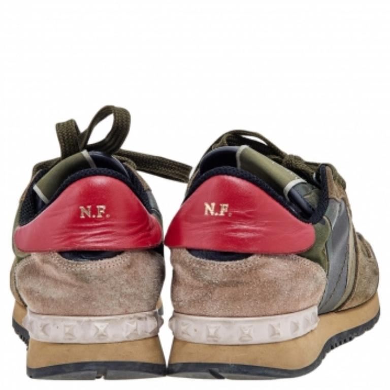 Valentino Multicolor Camouflage Suede And Leather Rockrunner Sneakers Size 36 2