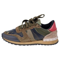 Valentino Multicolor Camouflage Suede And Leather Rockrunner Sneakers Size 36