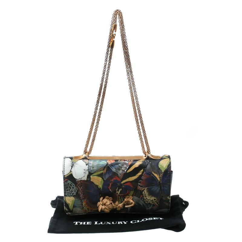 Valentino Multicolor Canvas and Leather Butterfly Mixed Media Shoulder Bag 8
