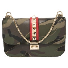 Valentino Multicolor Canvas and Leather Medium Psychedelic Camo Glam Lock Bag