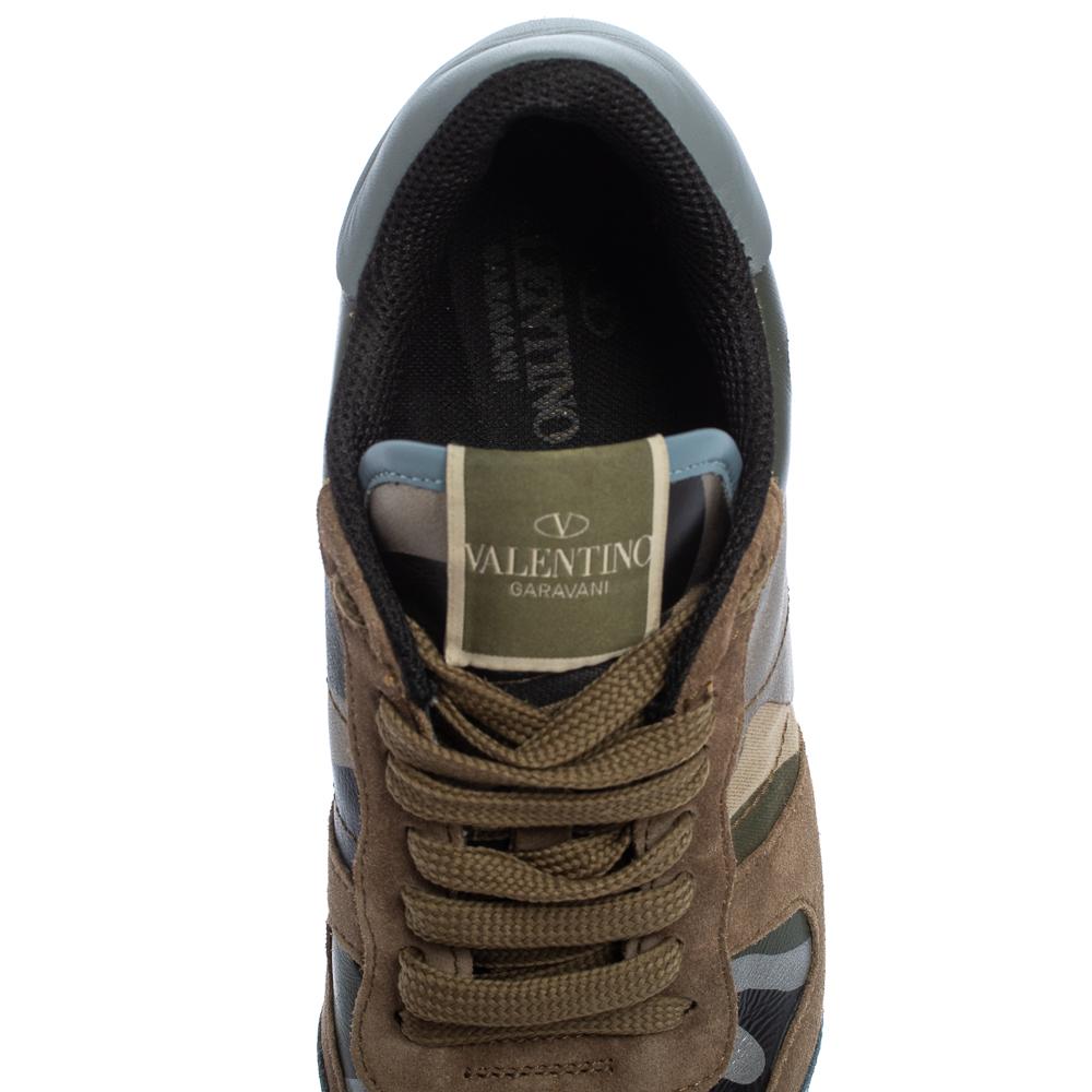 Valentino Multicolor Canvas And Suede Rockrunner Camouflage Sneakers Size 38 In Good Condition In Dubai, Al Qouz 2