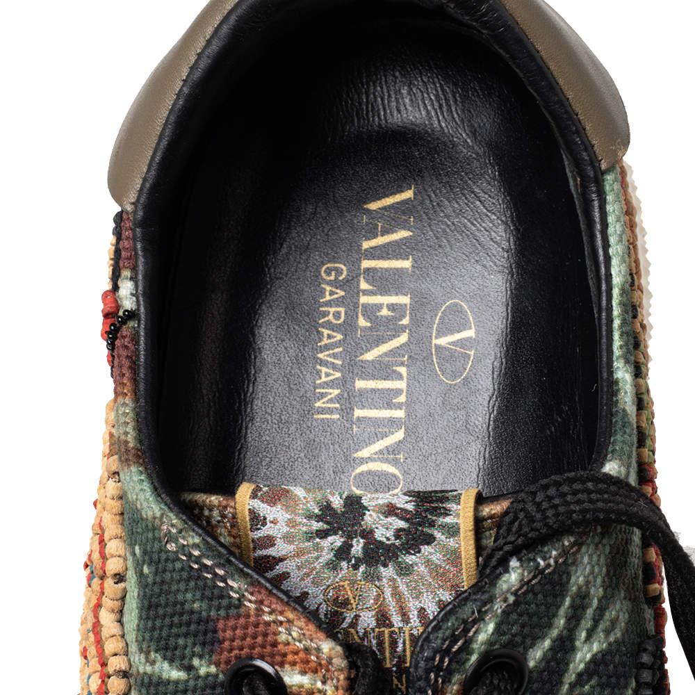 Valentino Multicolor Canvas Rubber Cap Toe Embellished Low Top Sneakers Size 38 For Sale 1