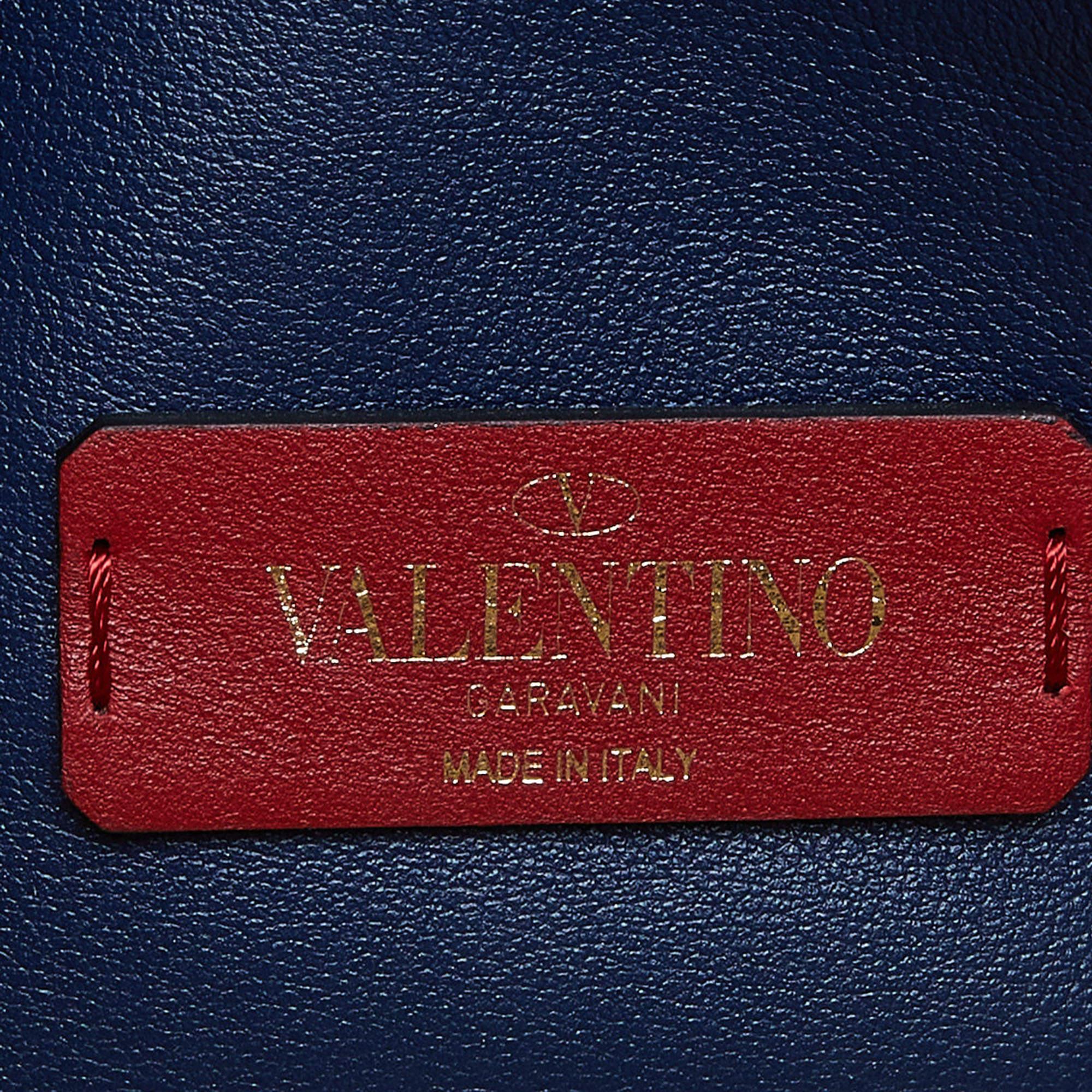 Valentino Multicolor Chevron Leather and Canvas Rockstud Crossbody Bag For Sale 3
