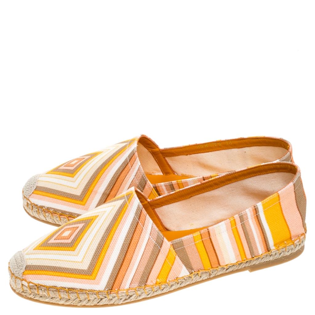 Valentino Multicolor Chevron Print Canvas Espadrilles Size 38 1