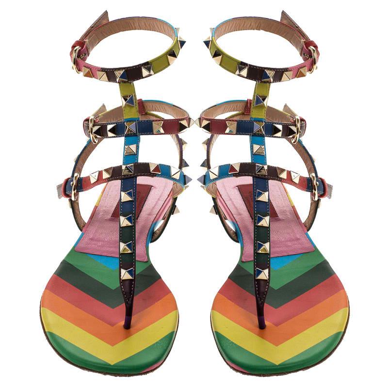 multicolor flat sandals