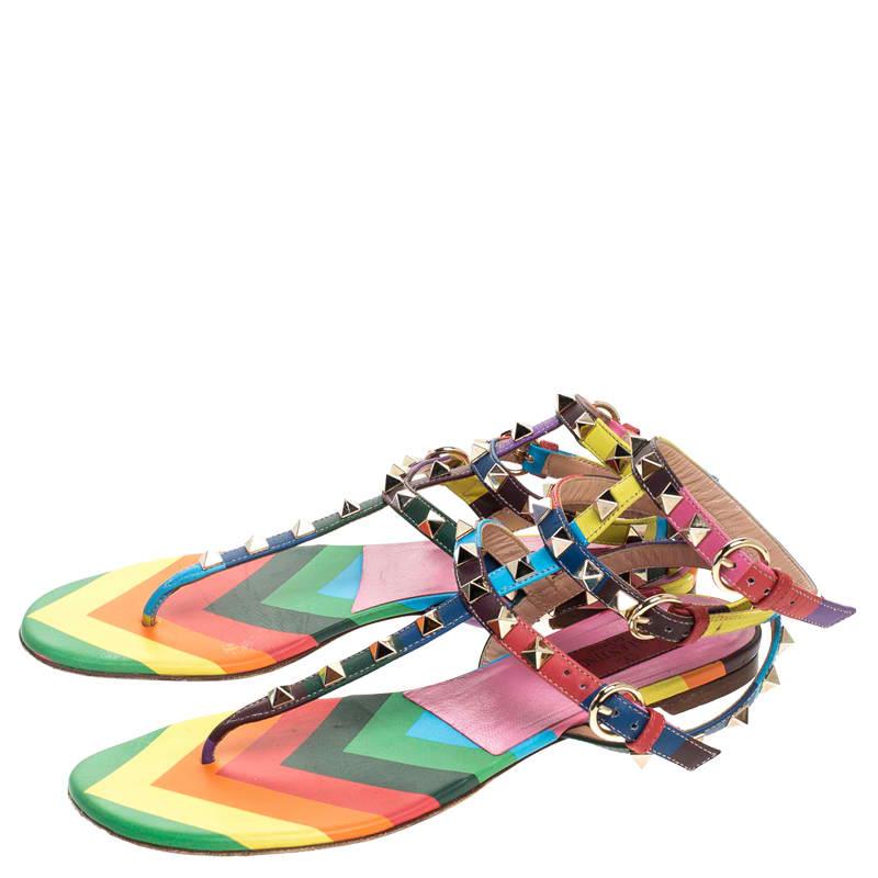 multicolor sandals flat