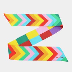 Valentino Multicolor Chevron Printed Silk Bandeau