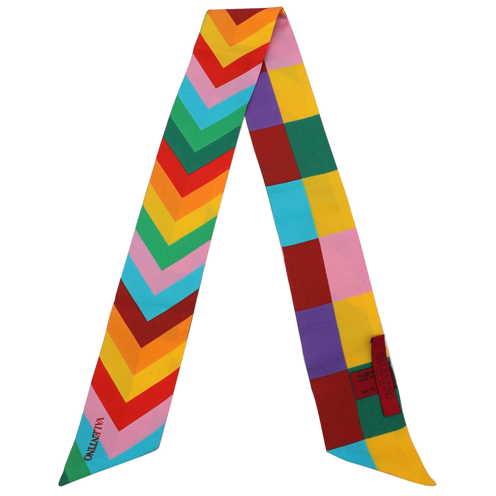 Valentino Multicolor Chevron Printed Silk Bandeau