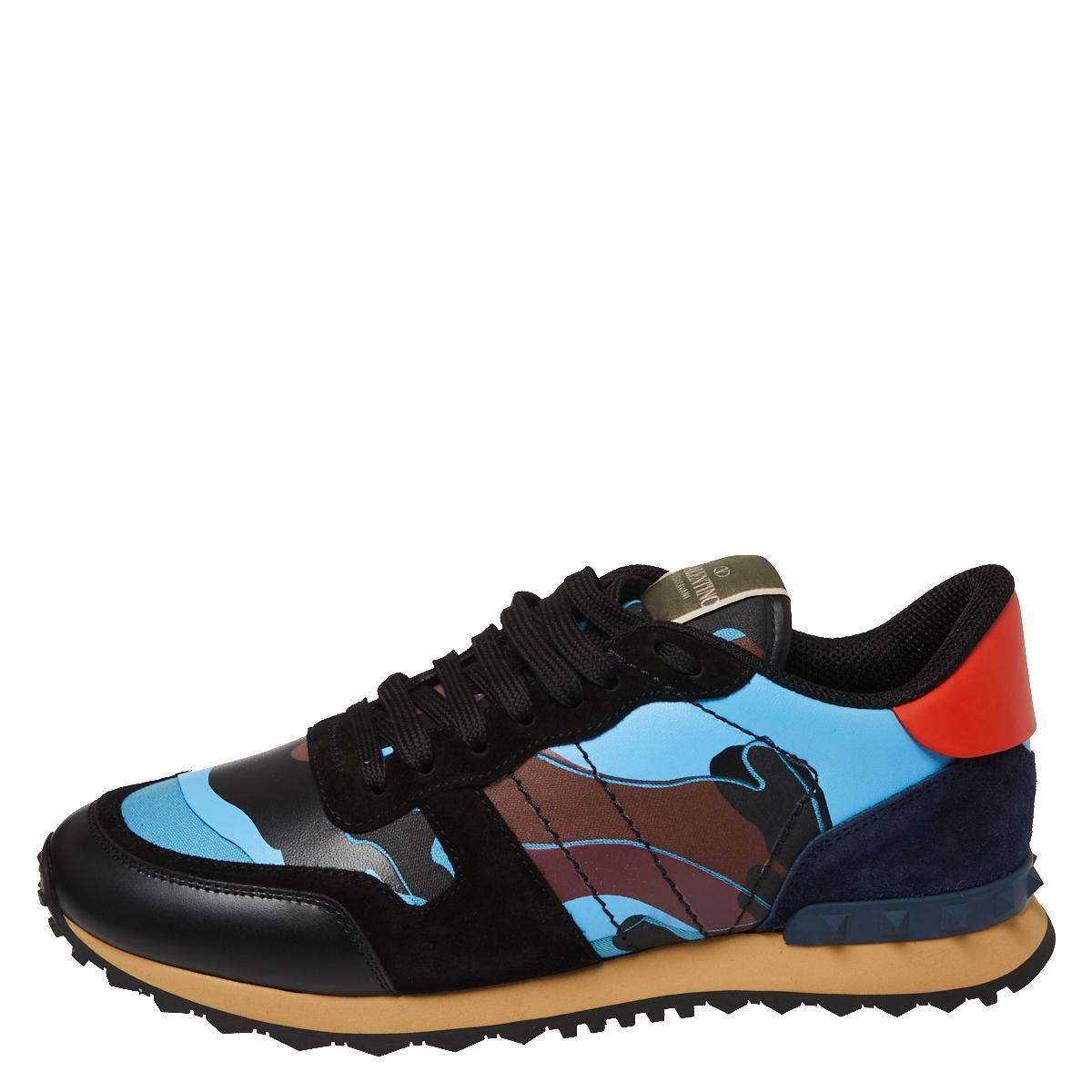 Valentino Multicolor Fabric and Leather Camouflage Rockrunner Sneakers Size 41 2