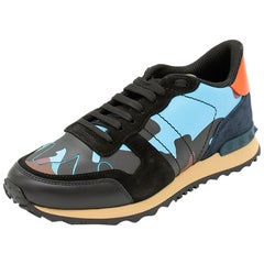 Valentino Multicolor Fabric and Leather Camouflage Rockrunner Sneakers Size 41