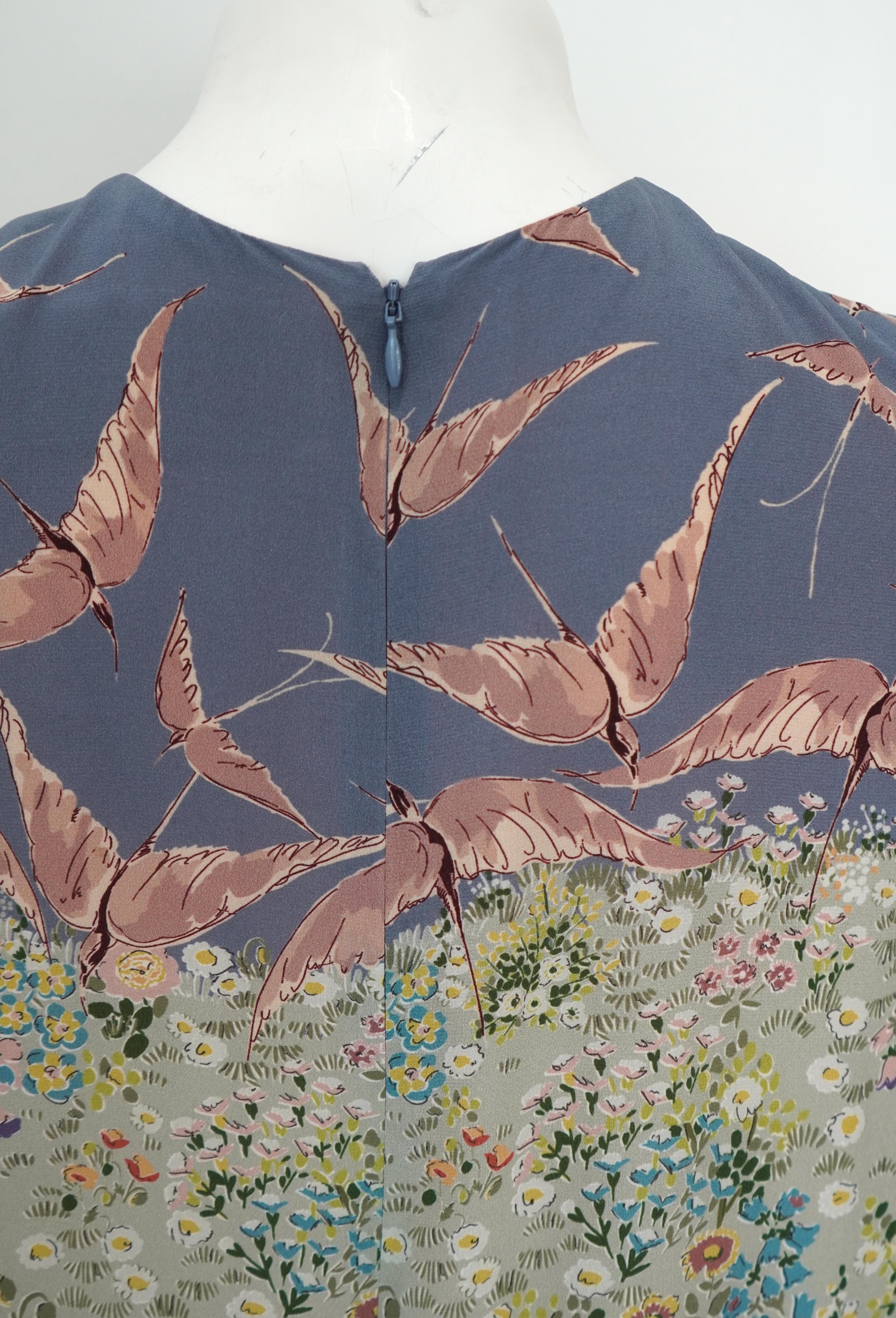 Women's or Men's Valentino Multicolor Floral Landscape Silk Cape Mini Dress For Sale