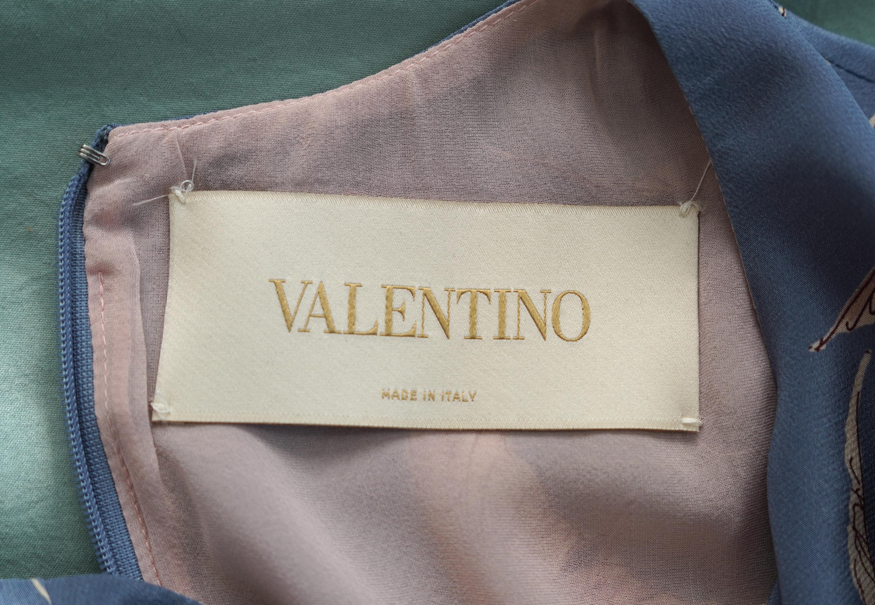 Valentino Multicolor Floral Landscape Silk Cape Mini Dress For Sale 2
