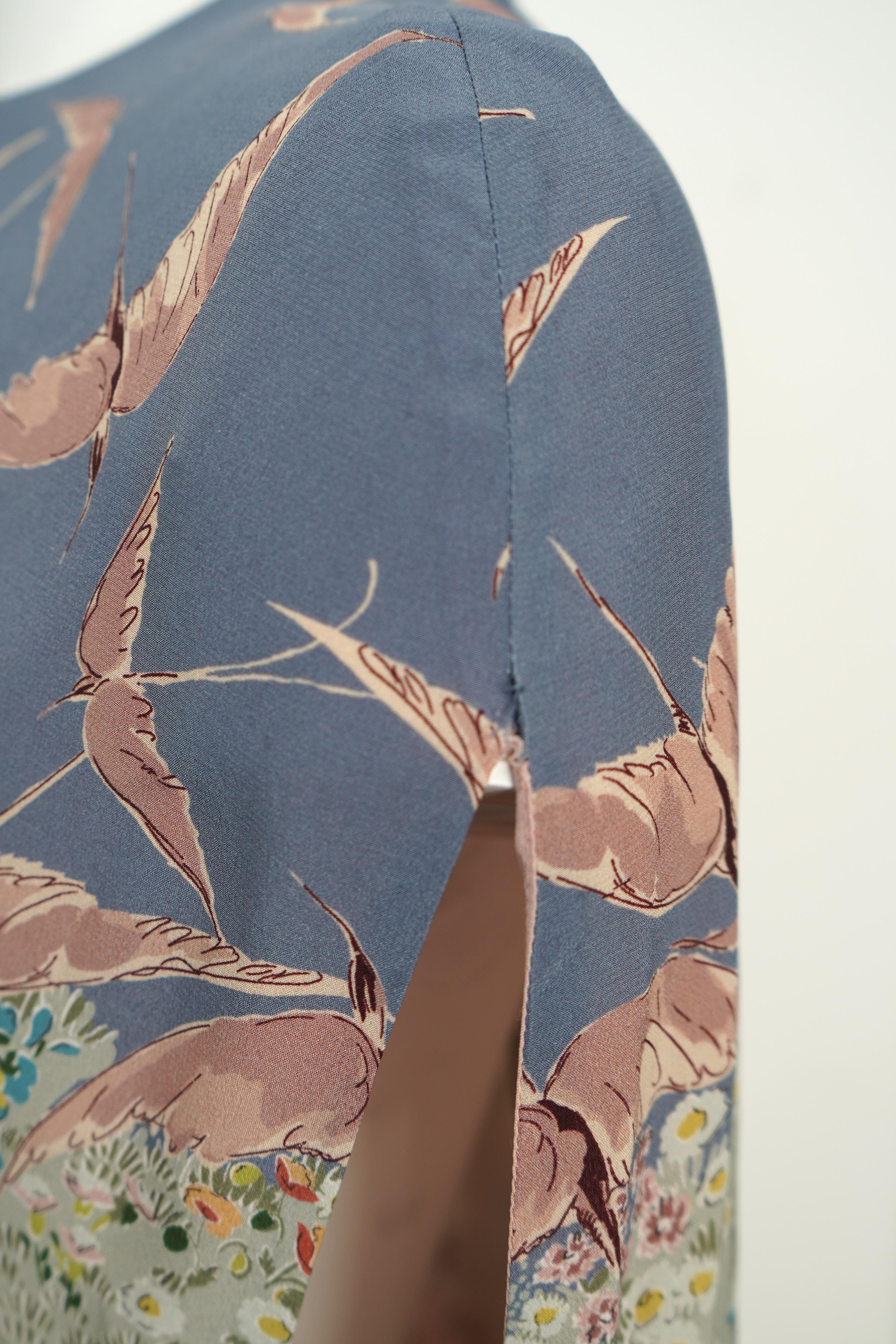 Valentino Multicolor Floral Landscape Silk Cape Mini Dress For Sale 3