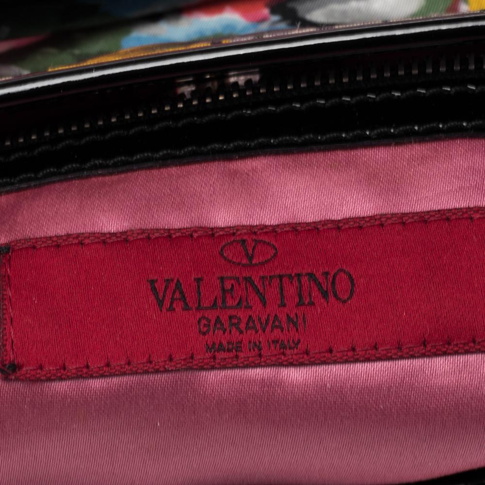 Valentino Multicolor Floral Print Nylon and Patent Leather Tote 8