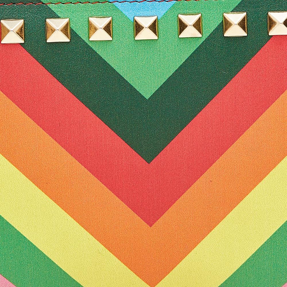 Valentino Multicolor Leather 1973 Rainbow Rockstud Zip Around Wallet 1