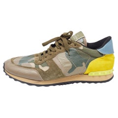 Valentino Multicolor Leather and Suede Rockrunner Sneakers Size 45