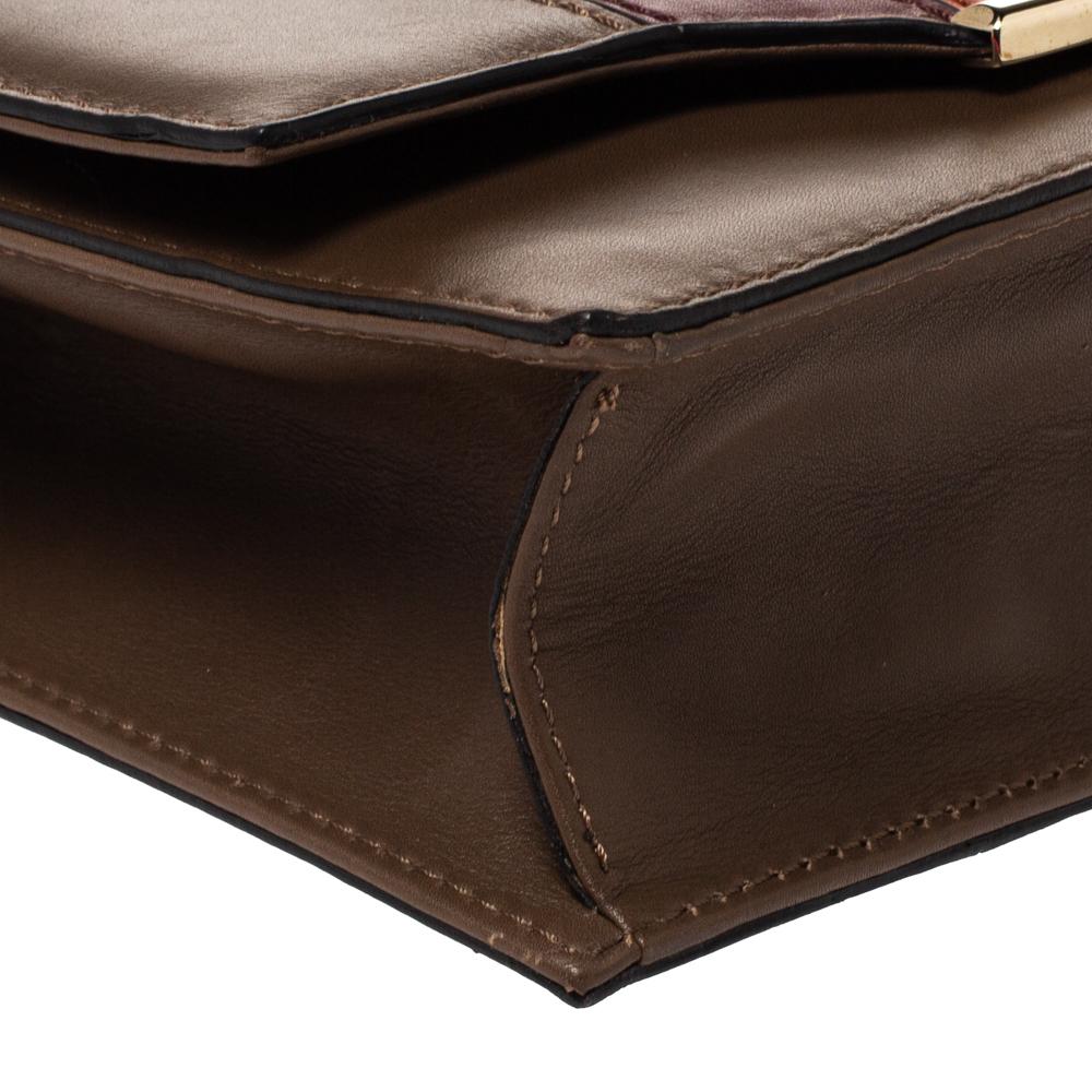 Valentino Multicolor Leather Color Block Metal Flap Shoulder Bag 5