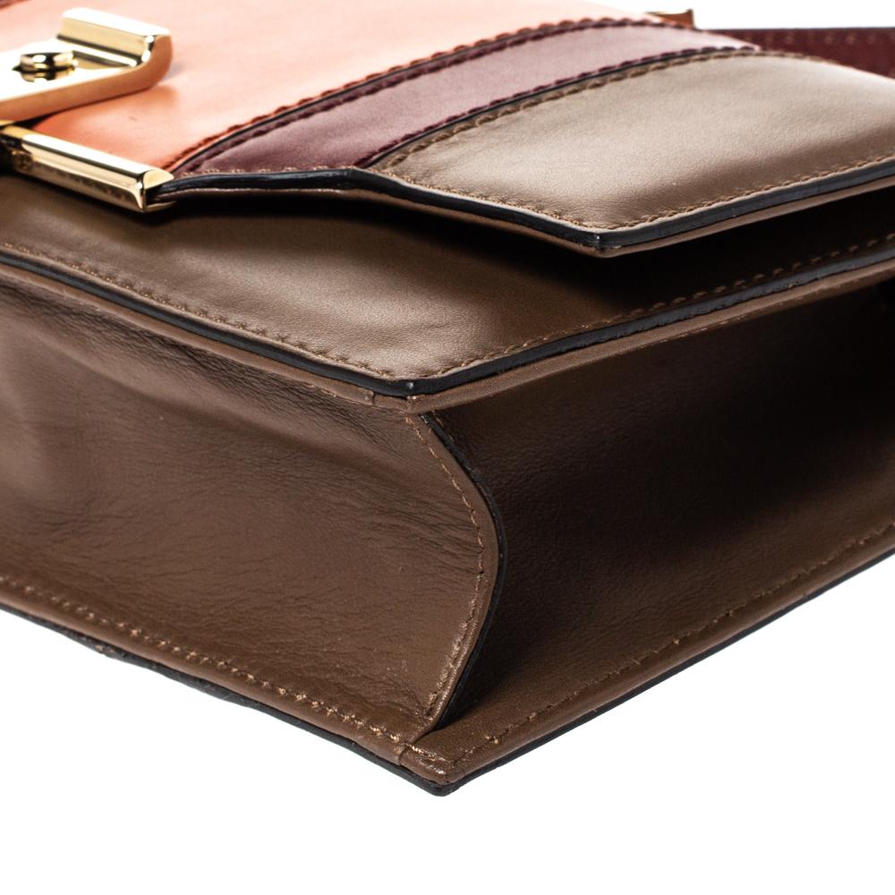 Valentino Multicolor Leather Color Block Metal Flap Shoulder Bag 3