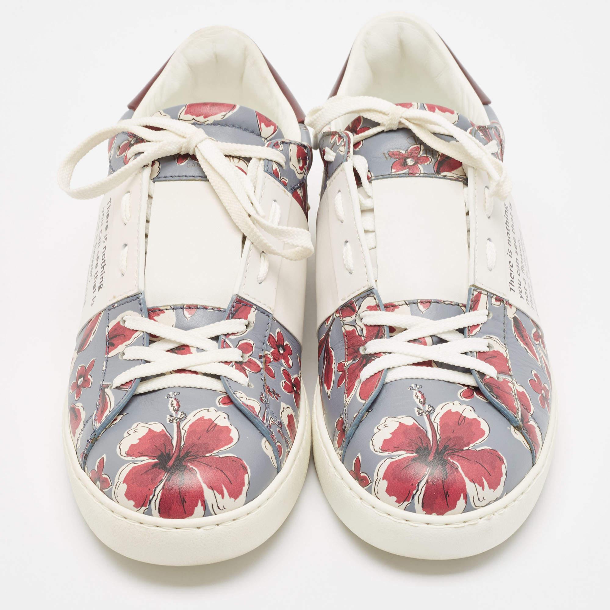 Gray Valentino Multicolor Leather Lace Up Sneakers Size 43