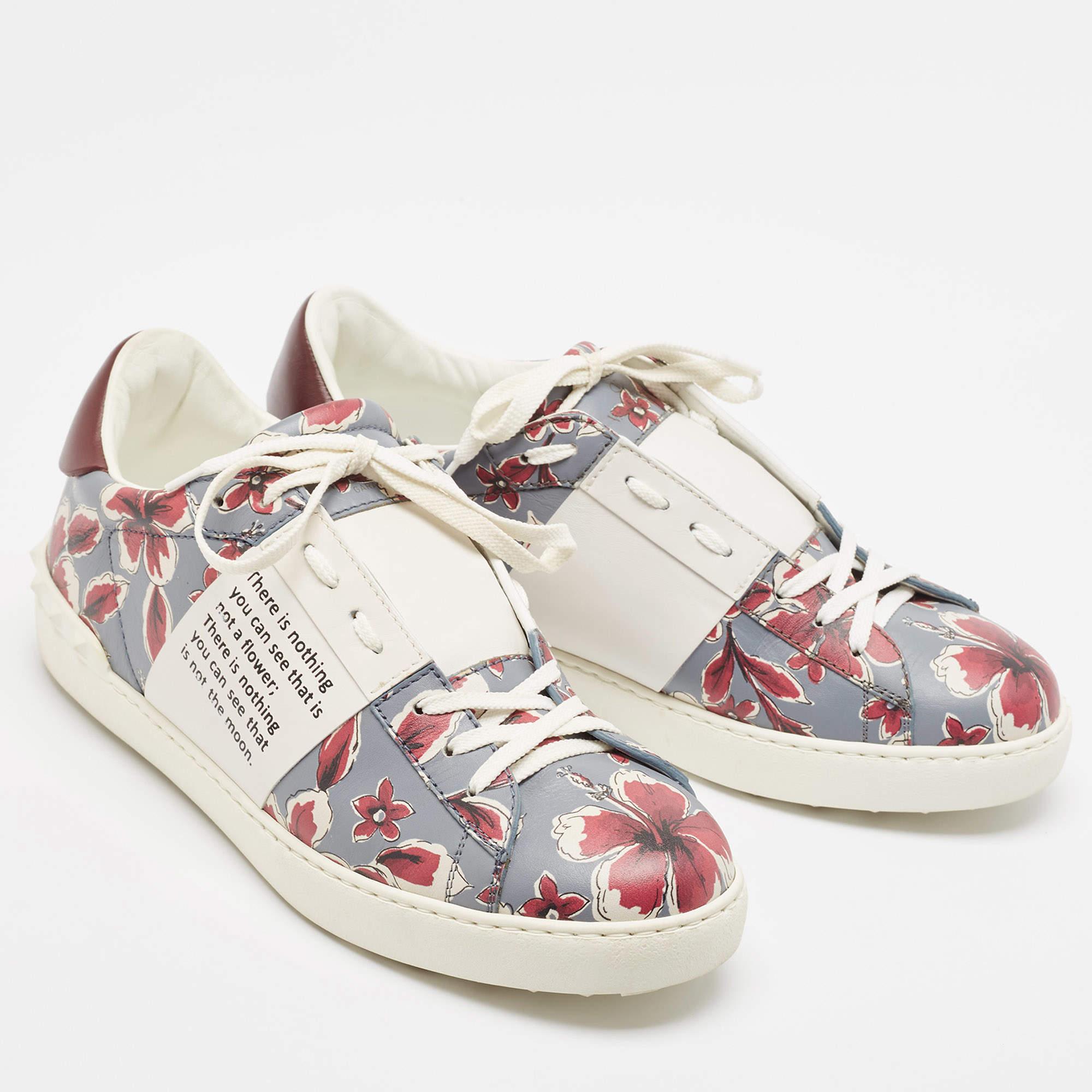 Valentino Multicolor Leather Lace Up Sneakers Size 43 In Excellent Condition In Dubai, Al Qouz 2