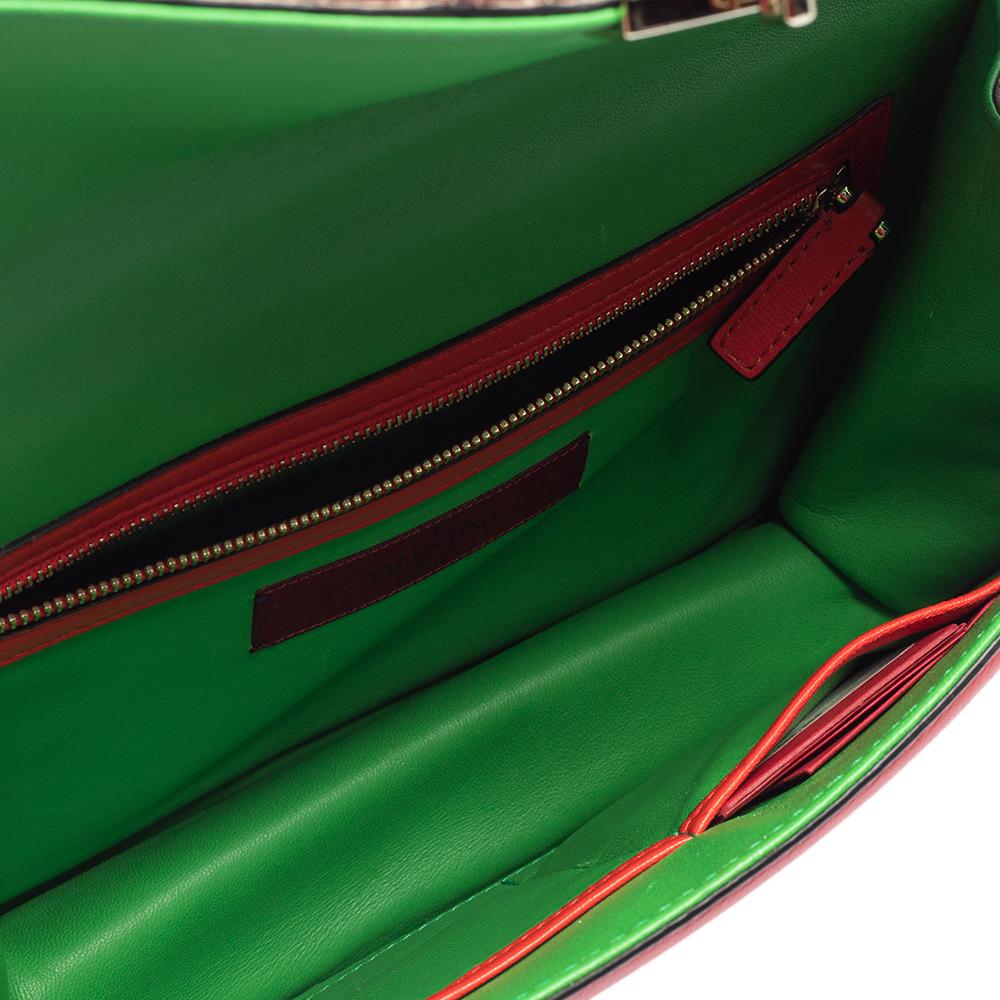 Valentino Multicolor Leather Medium Embellished Rockstud Glam Lock Flap Bag 4