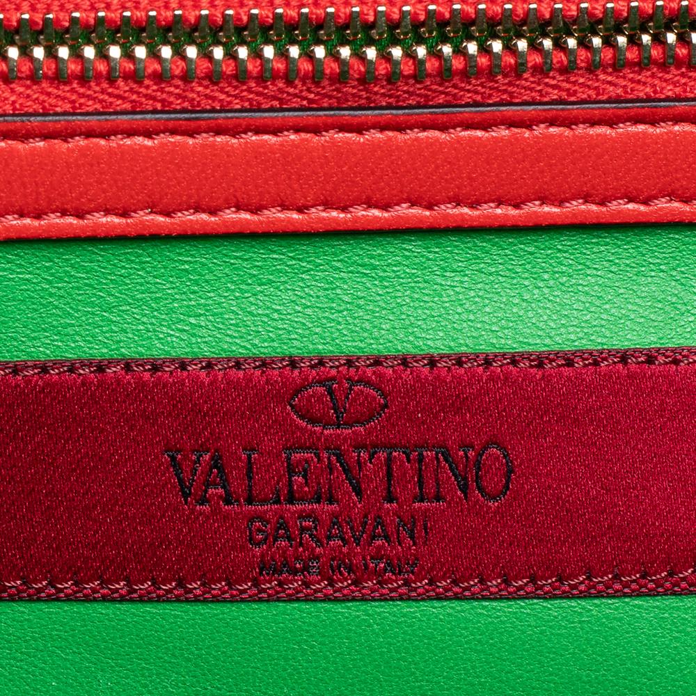 Valentino Multicolor Leather Medium Embellished Rockstud Glam Lock Flap Bag 1