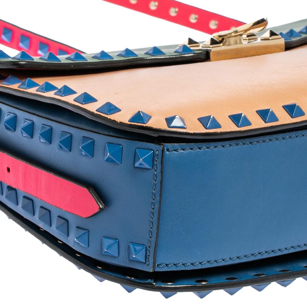 Valentino Multicolor Leather Medium Rockstud Flap Shoulder Bag 6