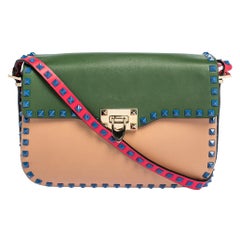 Valentino Multicolor Leather Medium Rockstud Flap Shoulder Bag