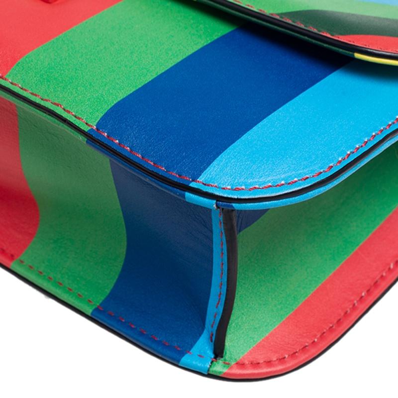 Valentino Multicolor Leather Medium Rockstud Glam Lock Flap Bag 2