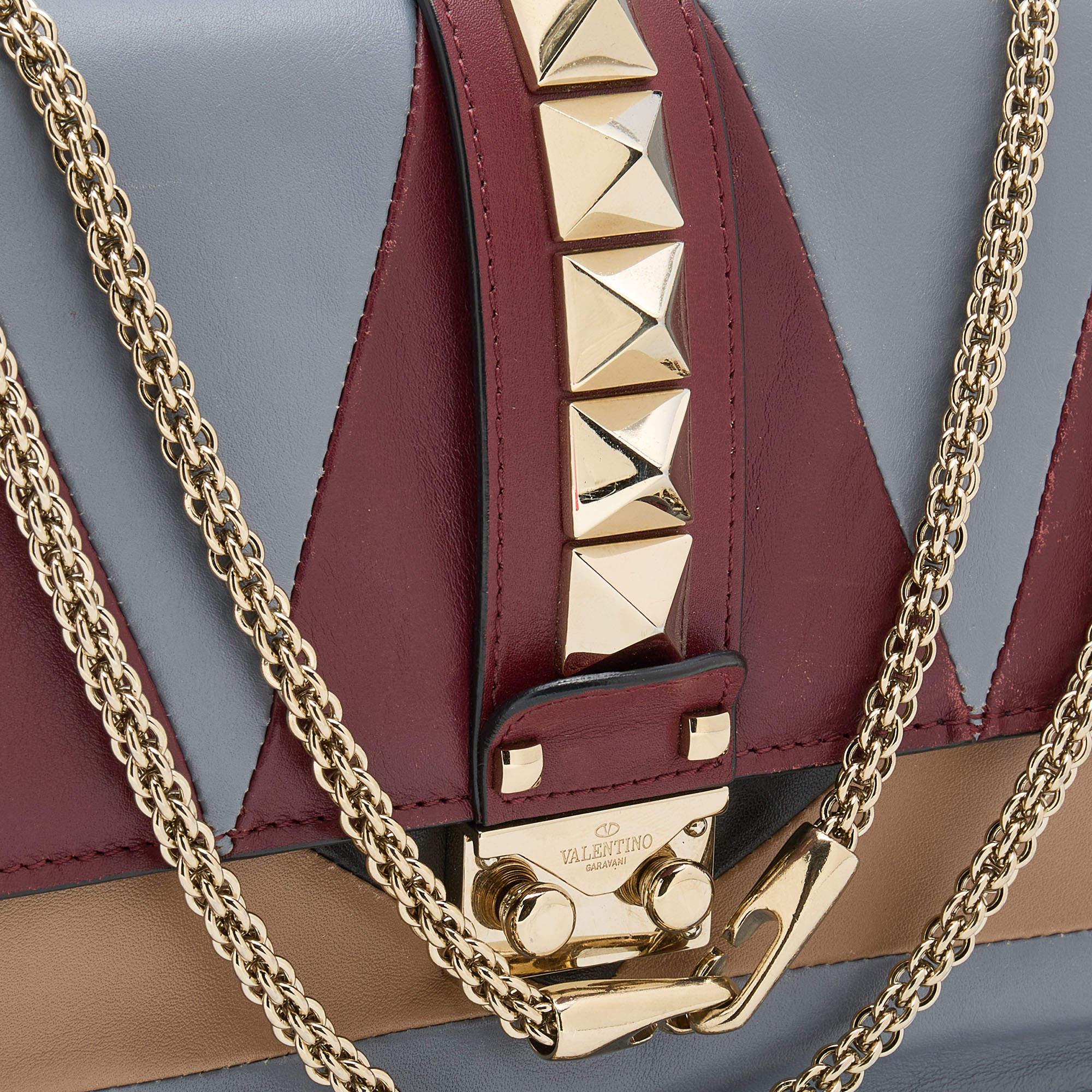 Valentino Multicolor Leather Medium Rockstud Glam Lock Flap Bag 8