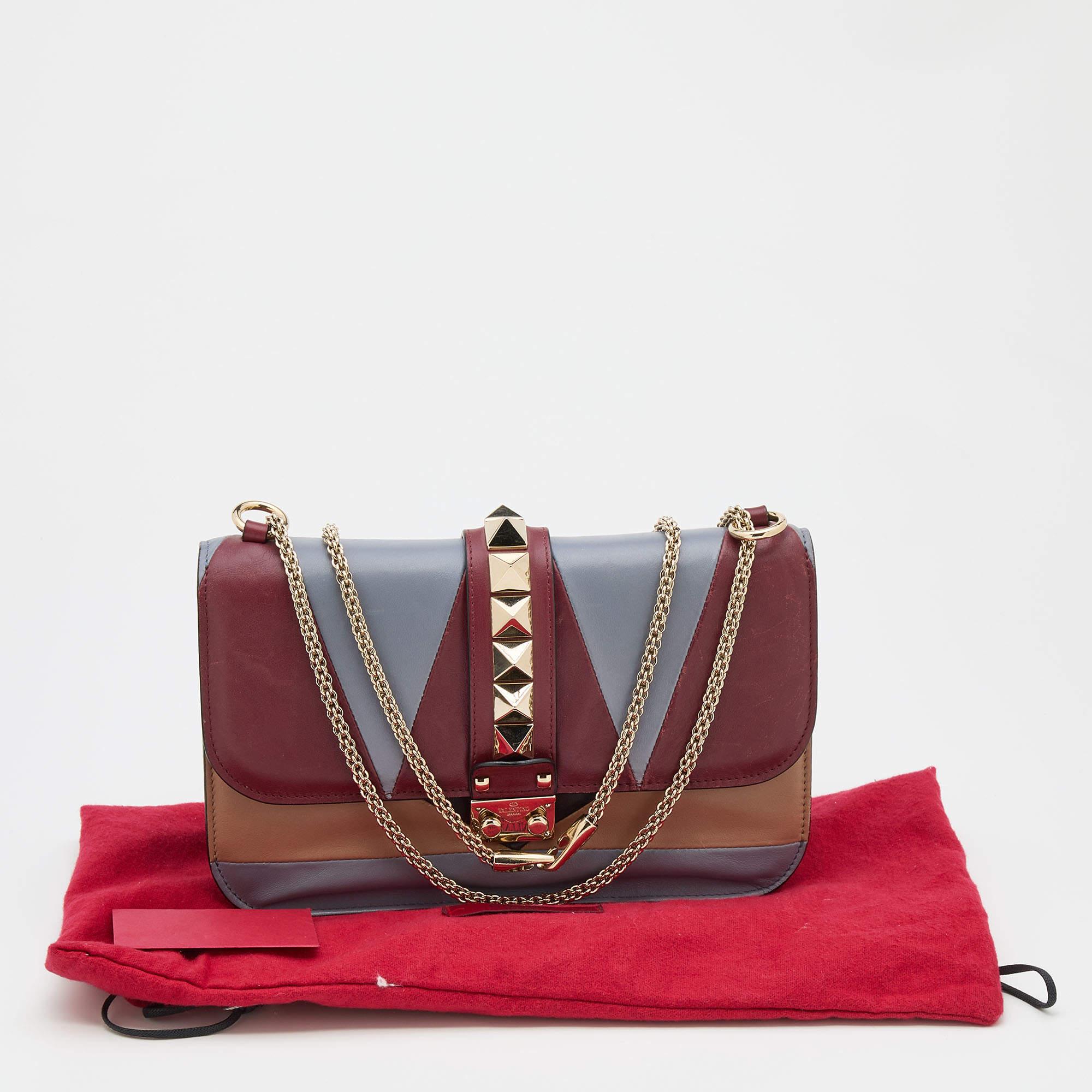 Valentino Multicolor Leather Medium Rockstud Glam Lock Flap Bag 9