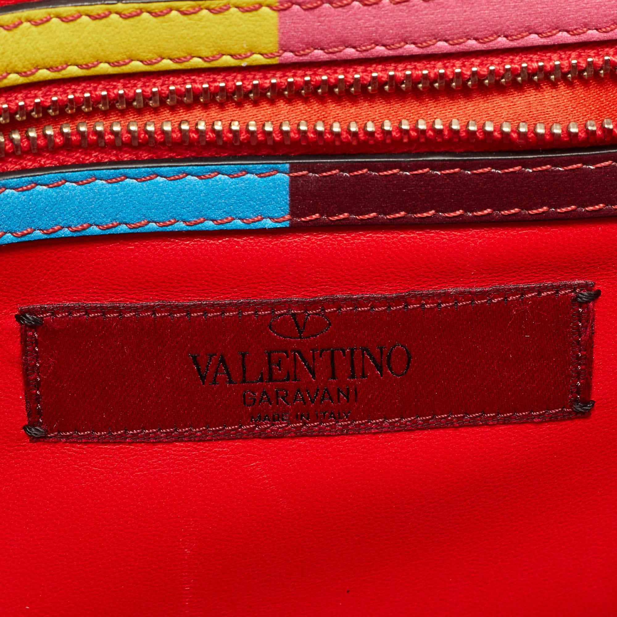 Women's Valentino Multicolor Leather Medium Rockstud Glam Lock Flap Bag
