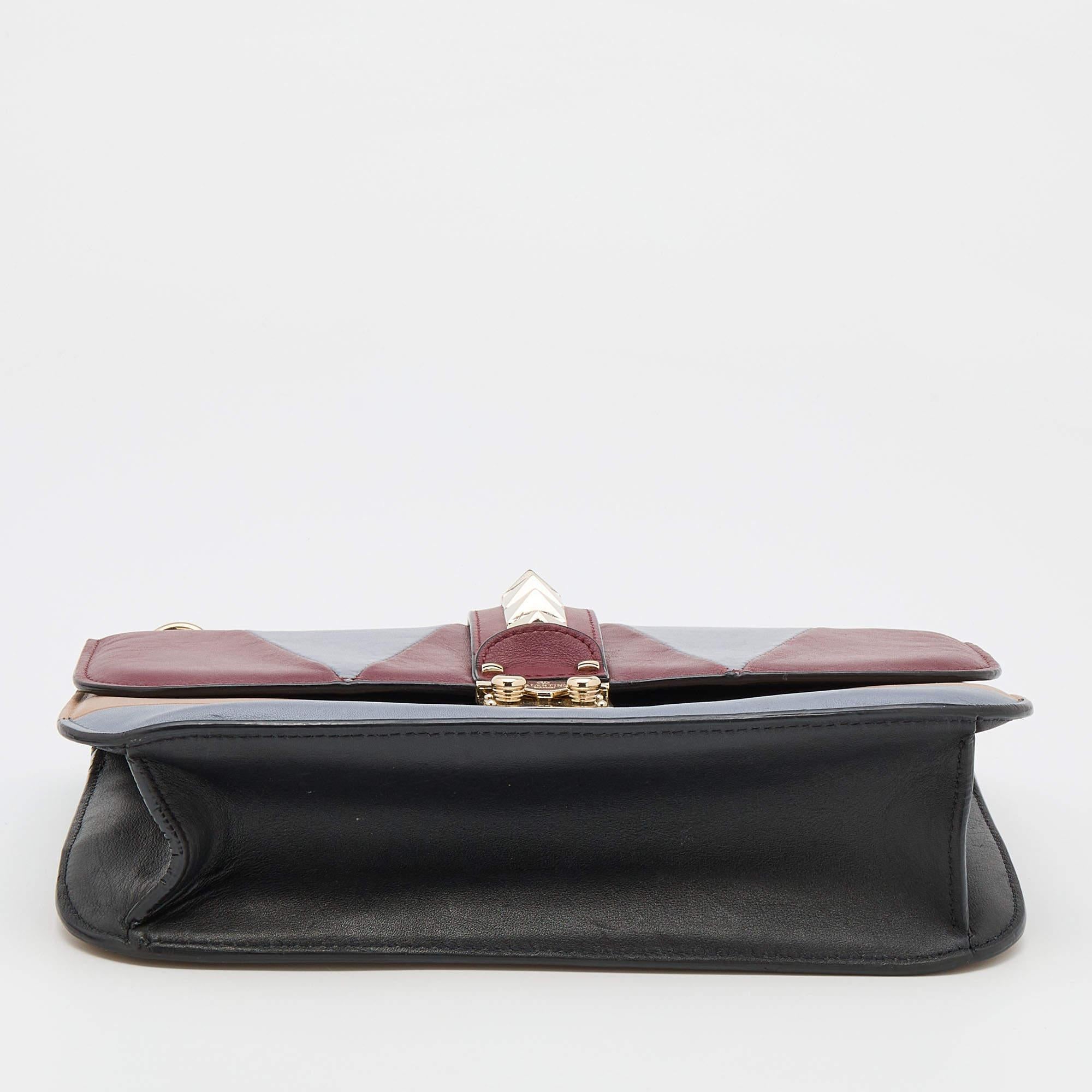 Valentino Multicolor Leather Medium Rockstud Glam Lock Flap Bag 2