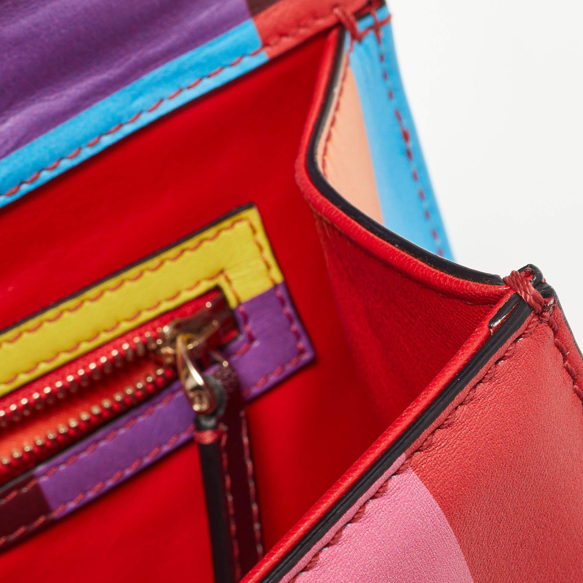Valentino Multicolor Leather Medium Rockstud Glam Lock Flap Bag 1