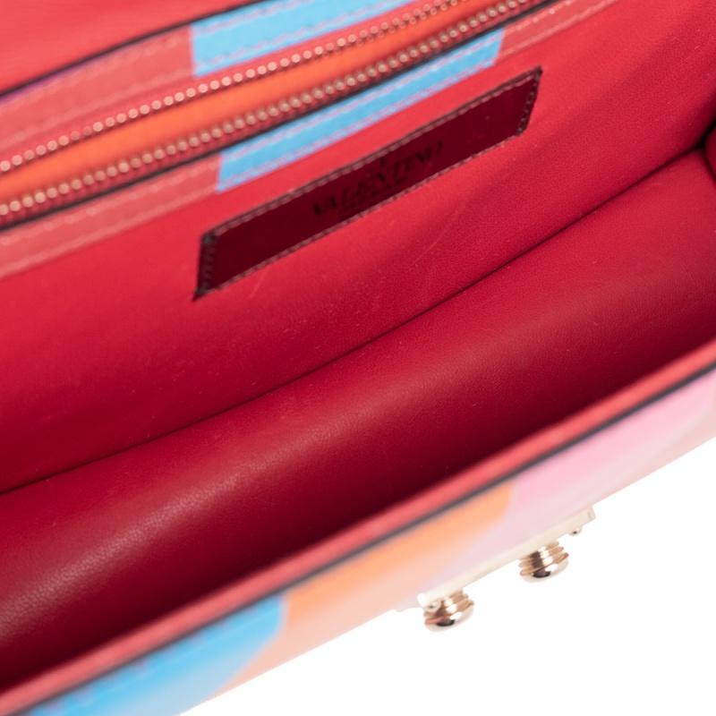 Valentino Multicolor Leather Medium Rockstud Glam Lock Flap Bag In Good Condition In Dubai, Al Qouz 2