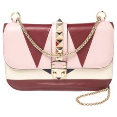 Valentino Multicolor Leather Medium Rockstud Glam Lock Flap Bag